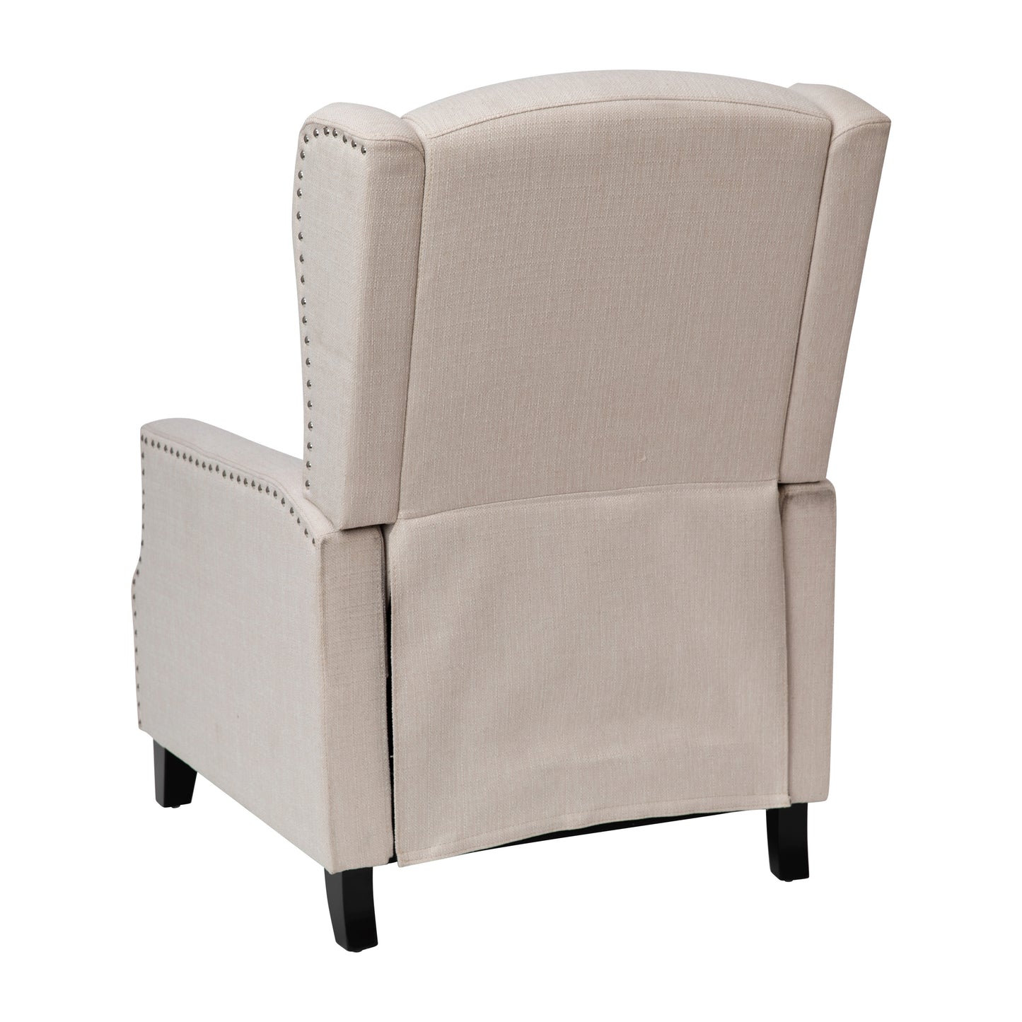 Traditional Slim Wingback Push Back Recliner Chair with Fabric Upholstery and Accent Nail Trim