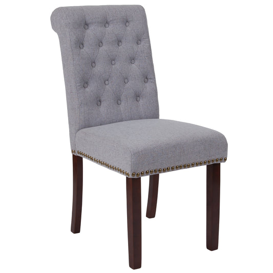 Parsons Chair with Rolled Back, Nailhead Trim, and Walnut Wood Finish