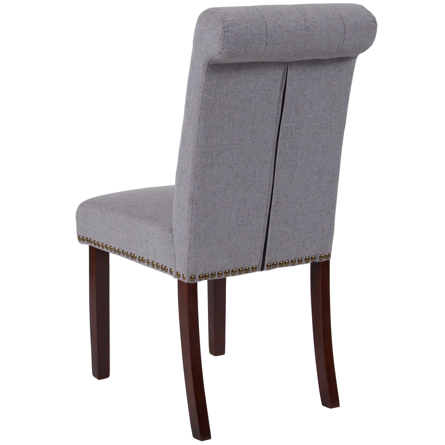 Parsons Chair with Rolled Back, Nailhead Trim, and Walnut Wood Finish