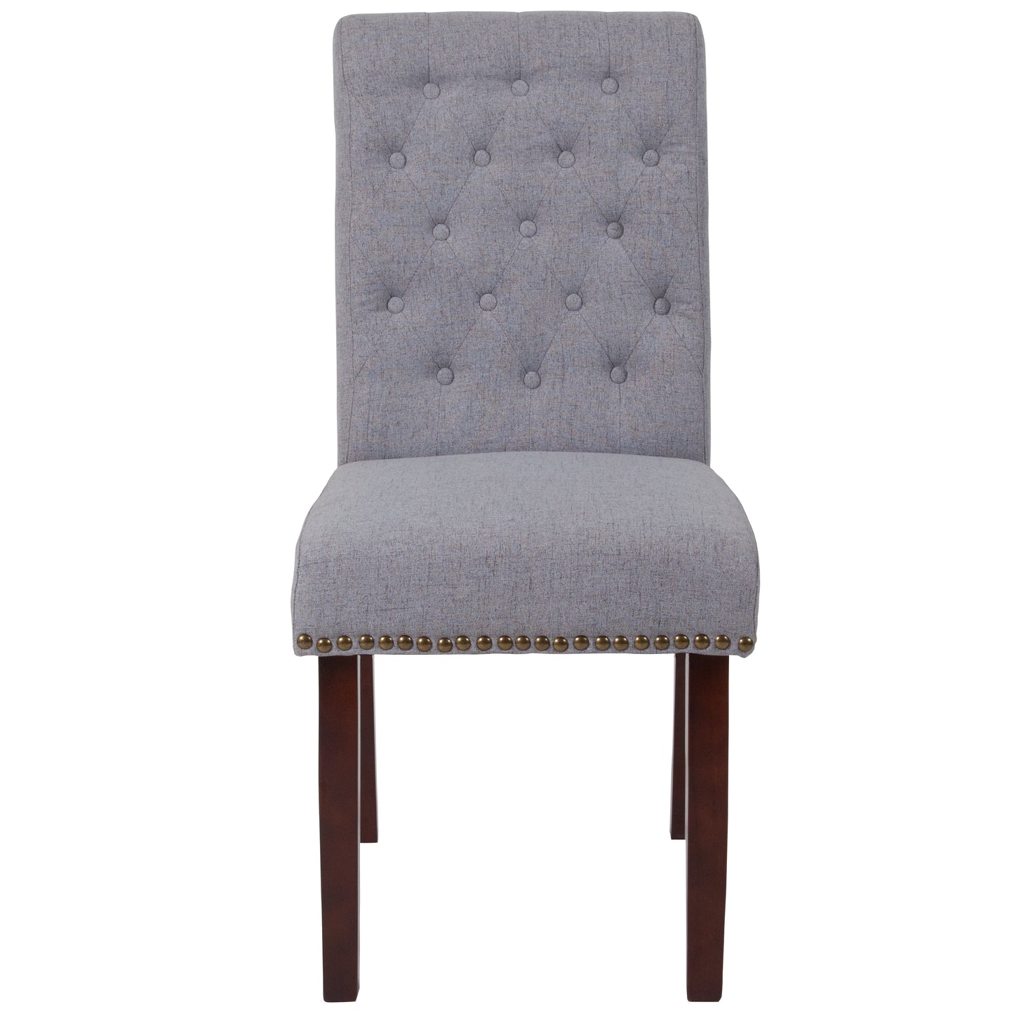 Parsons Chair with Rolled Back, Nailhead Trim, and Walnut Wood Finish