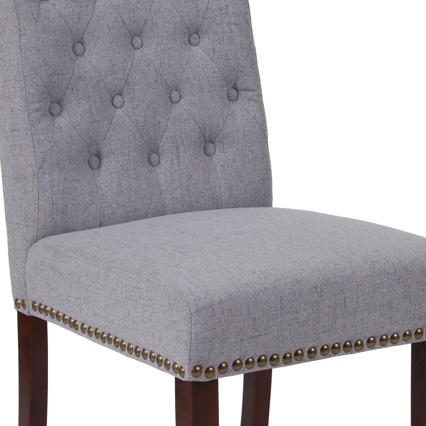 Parsons Chair with Rolled Back, Nailhead Trim, and Walnut Wood Finish