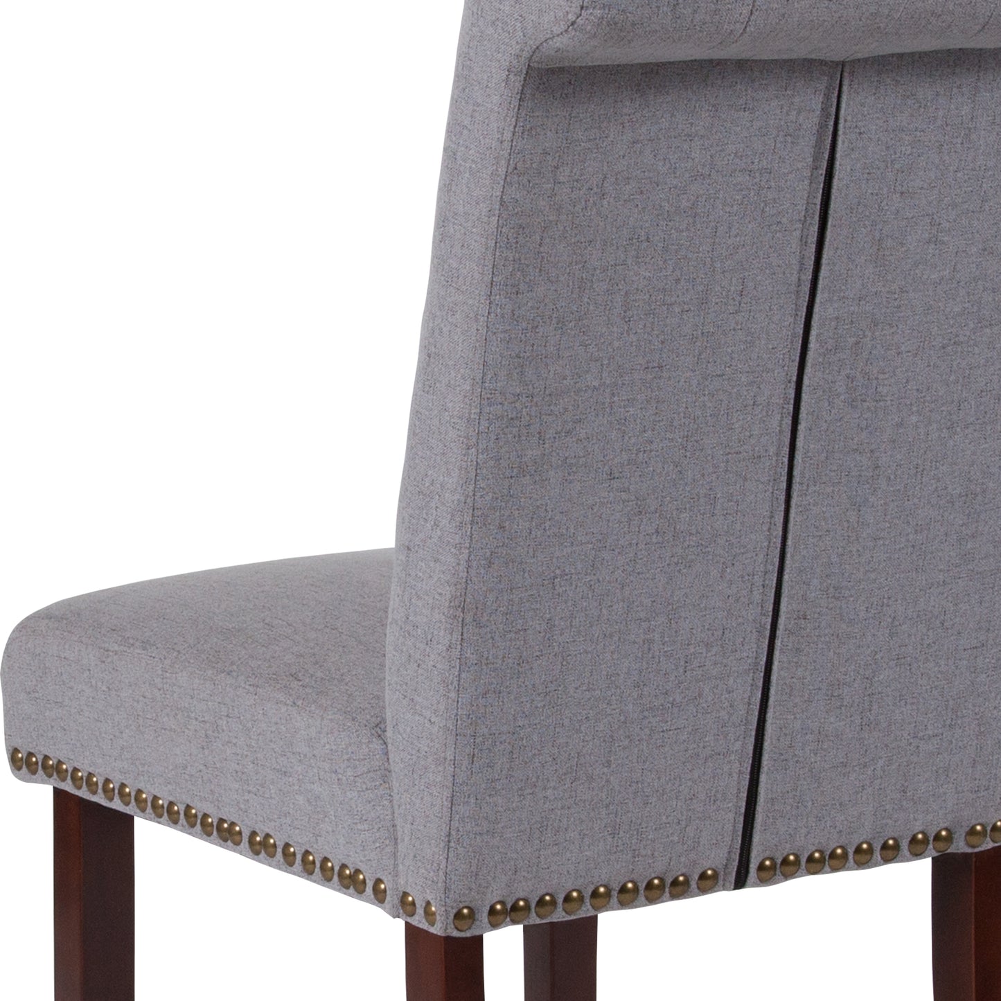 Parsons Chair with Rolled Back, Nailhead Trim, and Walnut Wood Finish