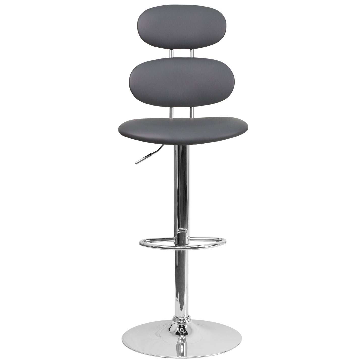 Adjustable Height Barstool with Ellipse Back and Chrome Base