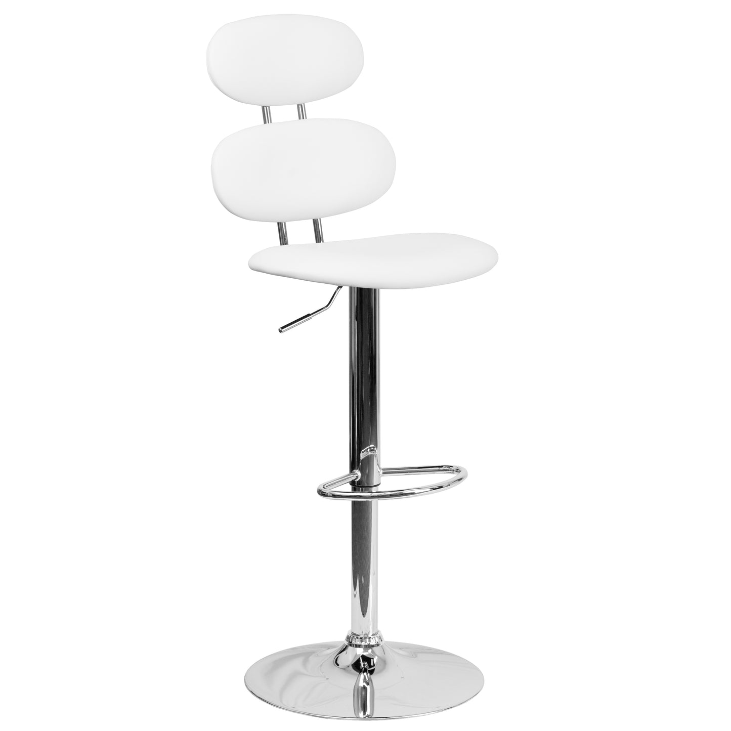 Adjustable Height Barstool with Ellipse Back and Chrome Base