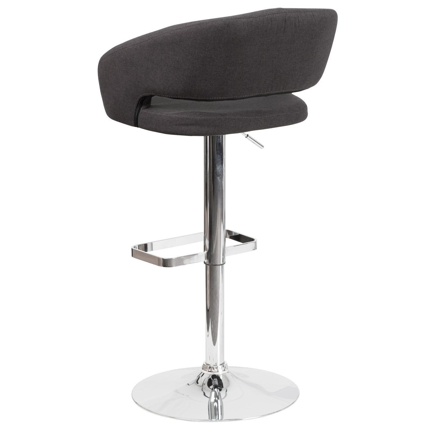 Fabric Contemporary Adjustable Height Barstool with Rounded Mid-Back