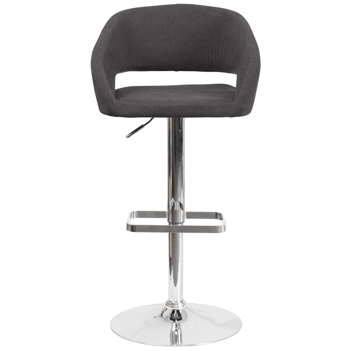 Fabric Contemporary Adjustable Height Barstool with Rounded Mid-Back