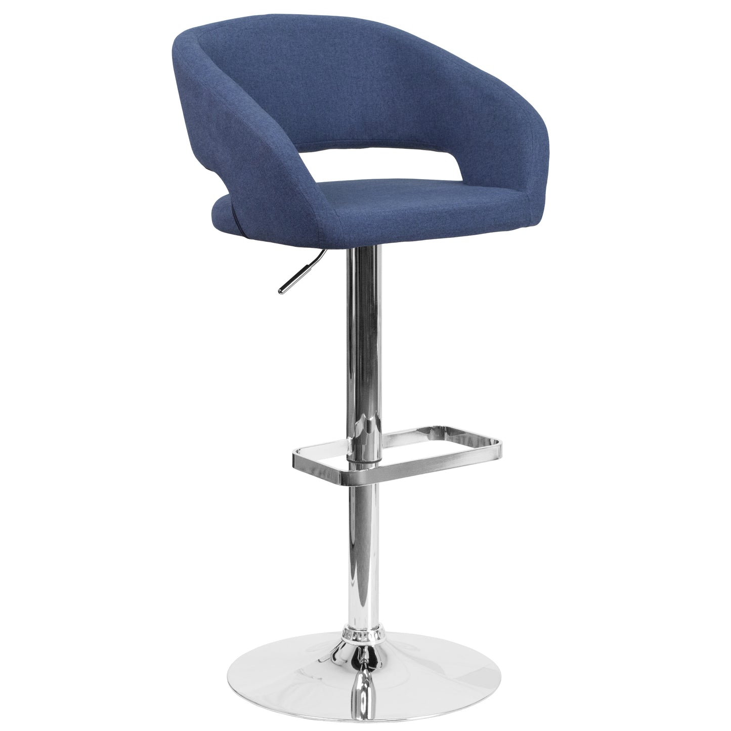 Fabric Contemporary Adjustable Height Barstool with Rounded Mid-Back