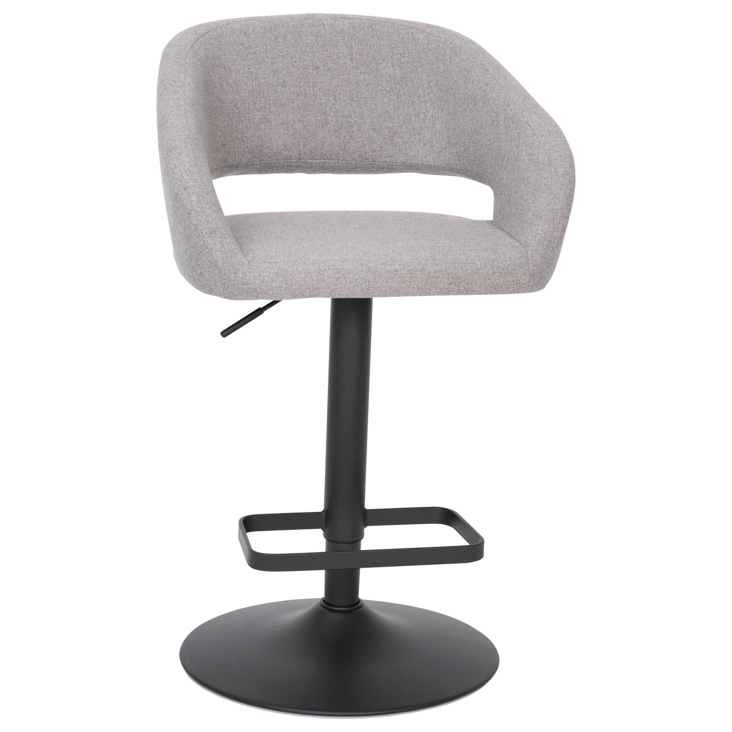 Fabric Contemporary Adjustable Height Barstool with Rounded Mid-Back