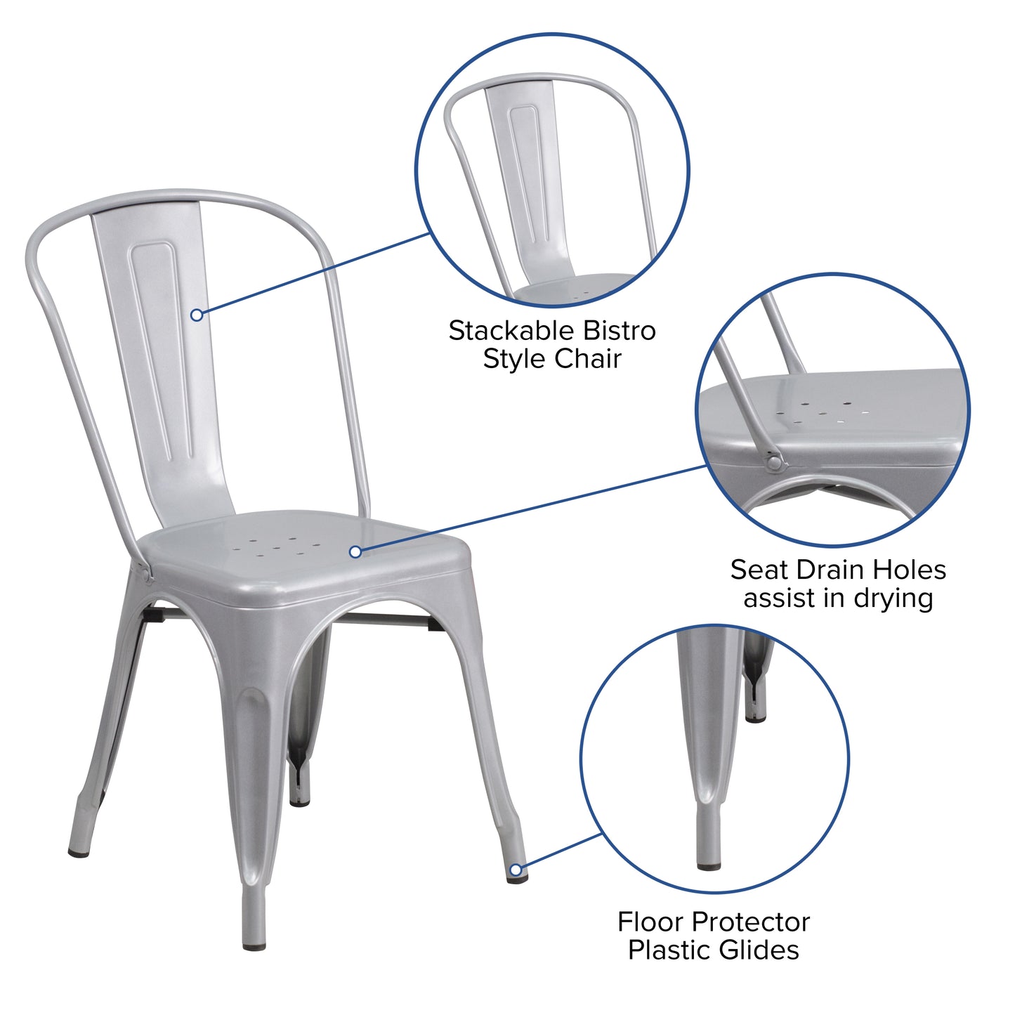 Commercial Grade Metal Indoor-Outdoor Stackable Chair