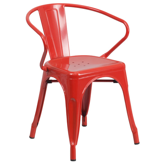 Commercial Grade Metal Indoor-Outdoor Chair with Arms