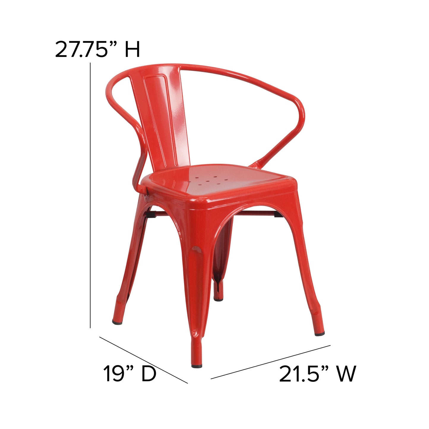 Commercial Grade Metal Indoor-Outdoor Chair with Arms