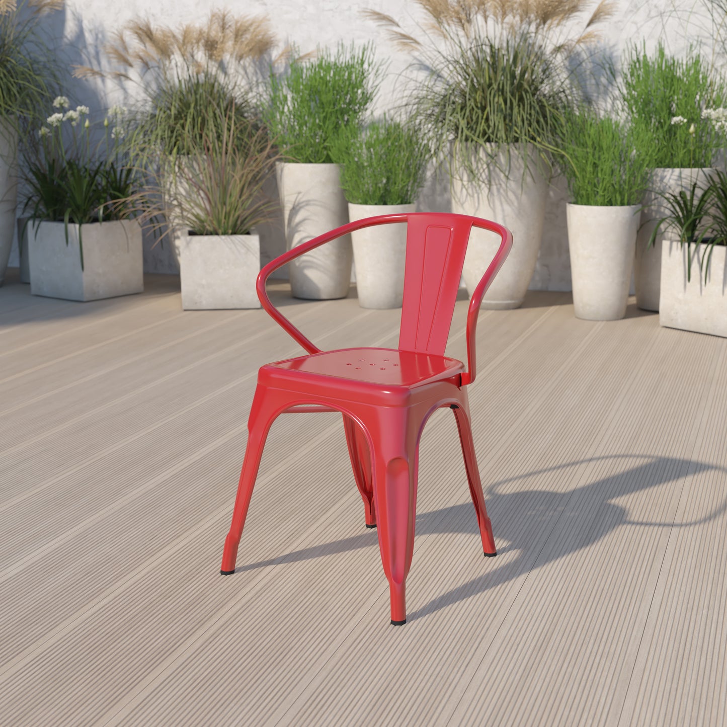 Commercial Grade Metal Indoor-Outdoor Chair with Arms