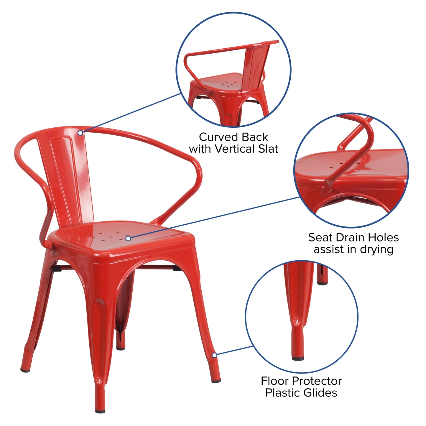 Commercial Grade Metal Indoor-Outdoor Chair with Arms