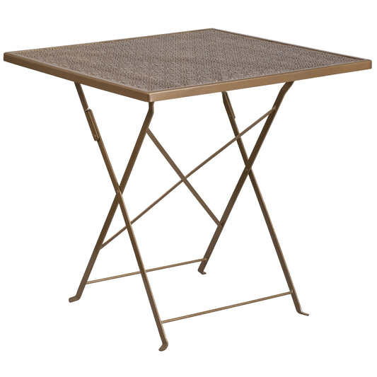 Commercial Grade 28" Square Indoor-Outdoor Steel Folding Patio Table