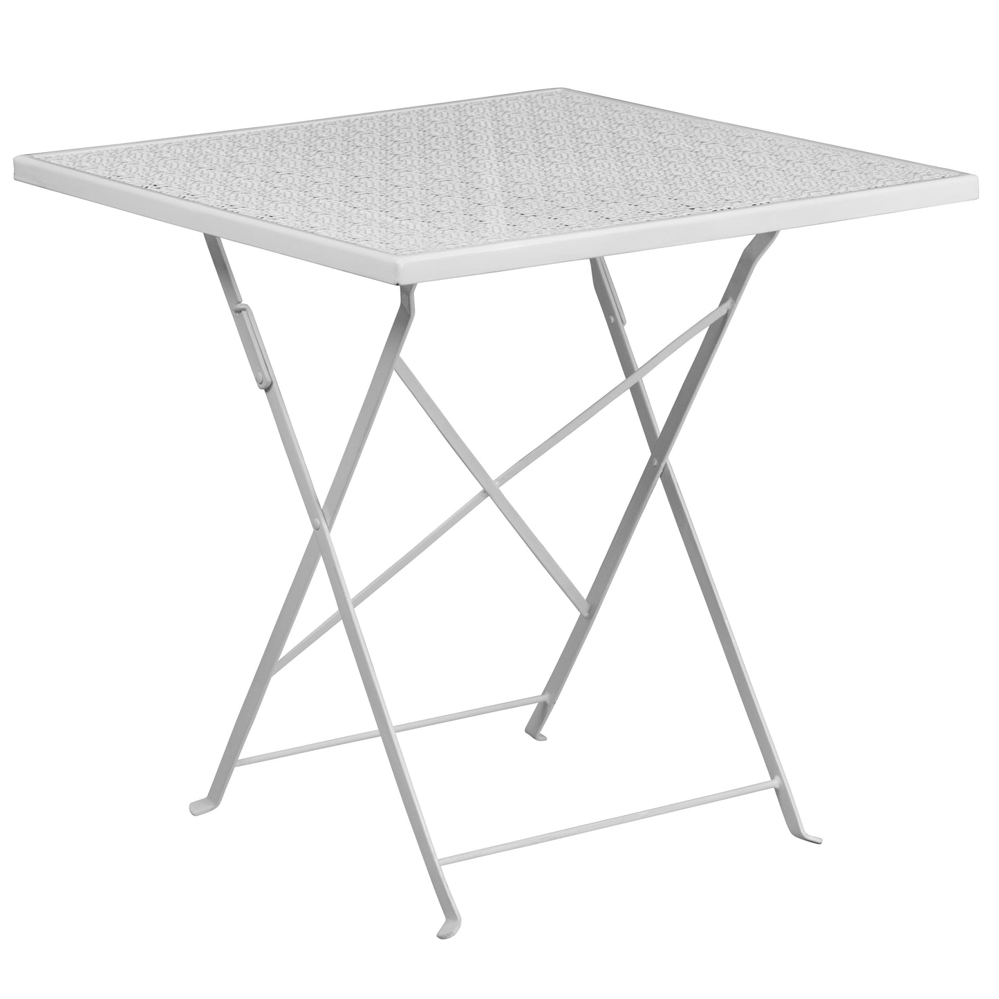 Commercial Grade 28" Square Indoor-Outdoor Steel Folding Patio Table