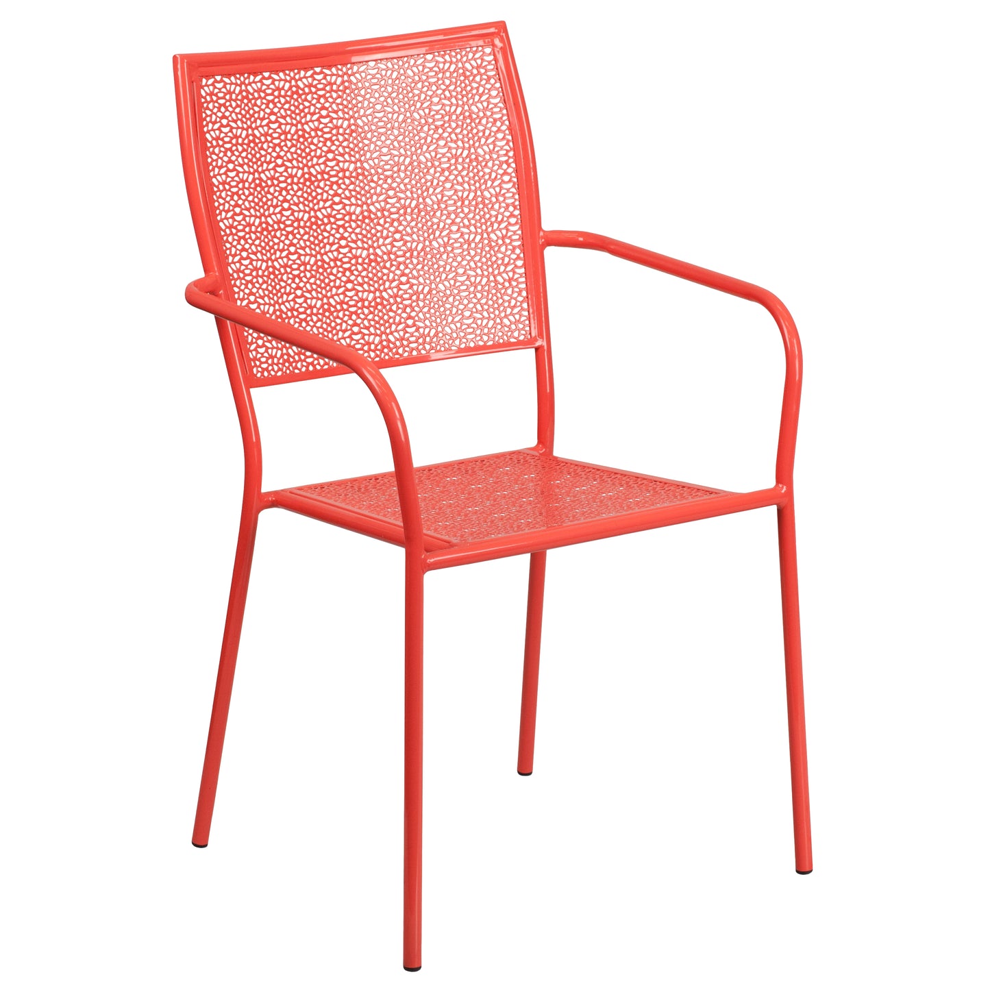 Commercial Grade Indoor-Outdoor Steel Patio Arm Chair with Square Back