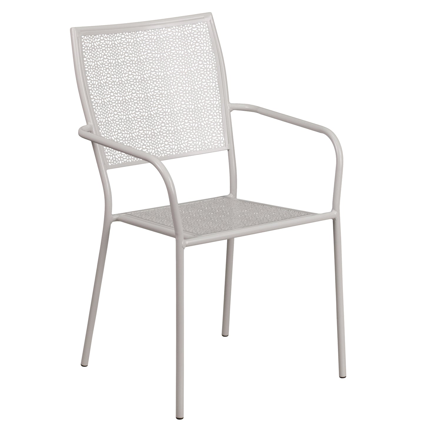 Commercial Grade Indoor-Outdoor Steel Patio Arm Chair with Square Back