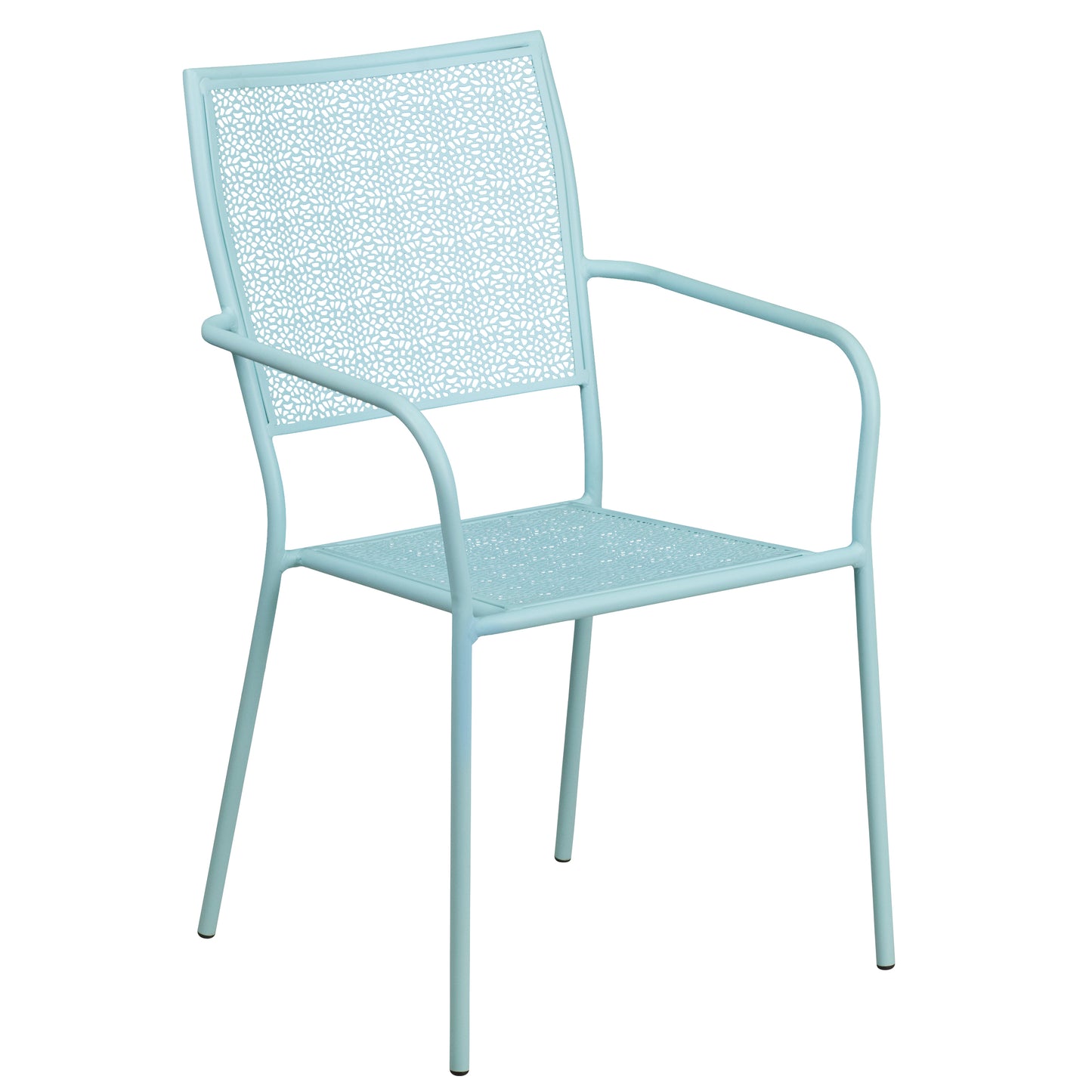 Commercial Grade Indoor-Outdoor Steel Patio Arm Chair with Square Back