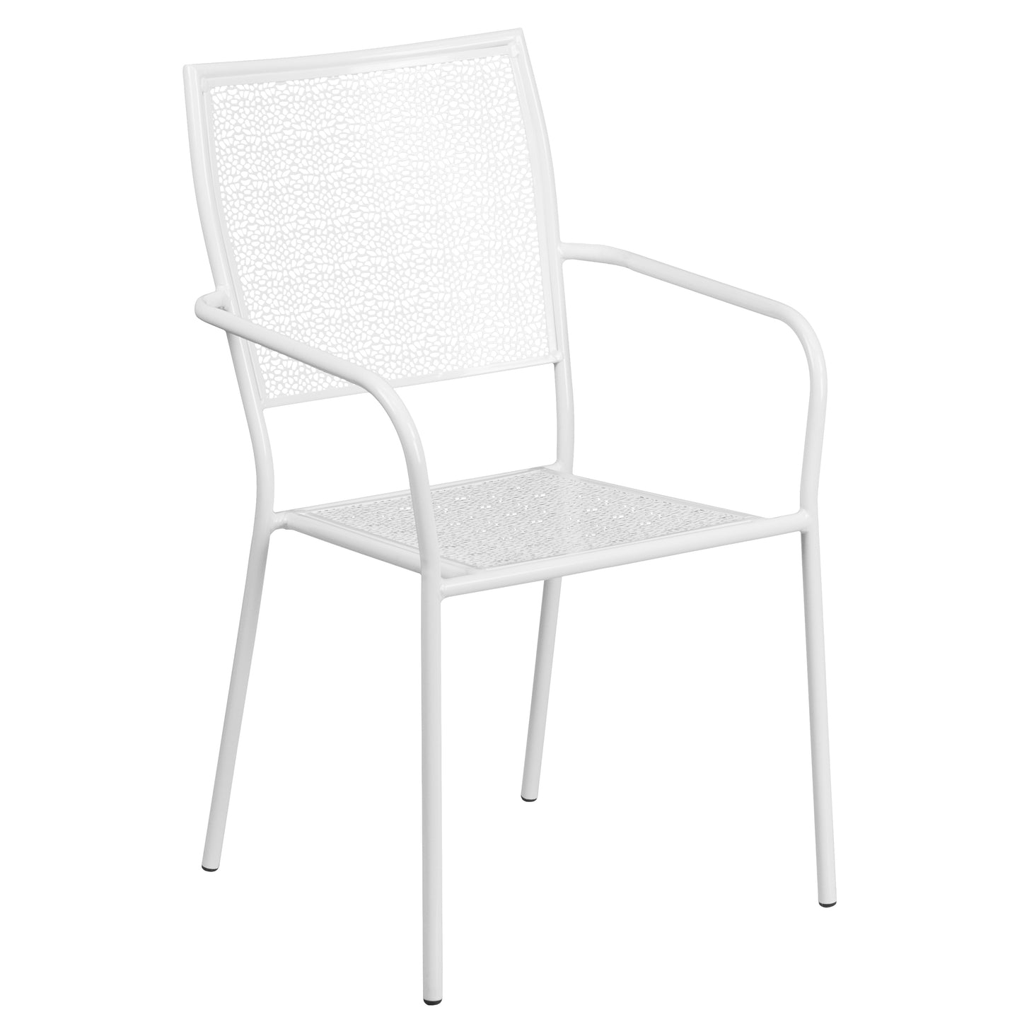 Commercial Grade Indoor-Outdoor Steel Patio Arm Chair with Square Back