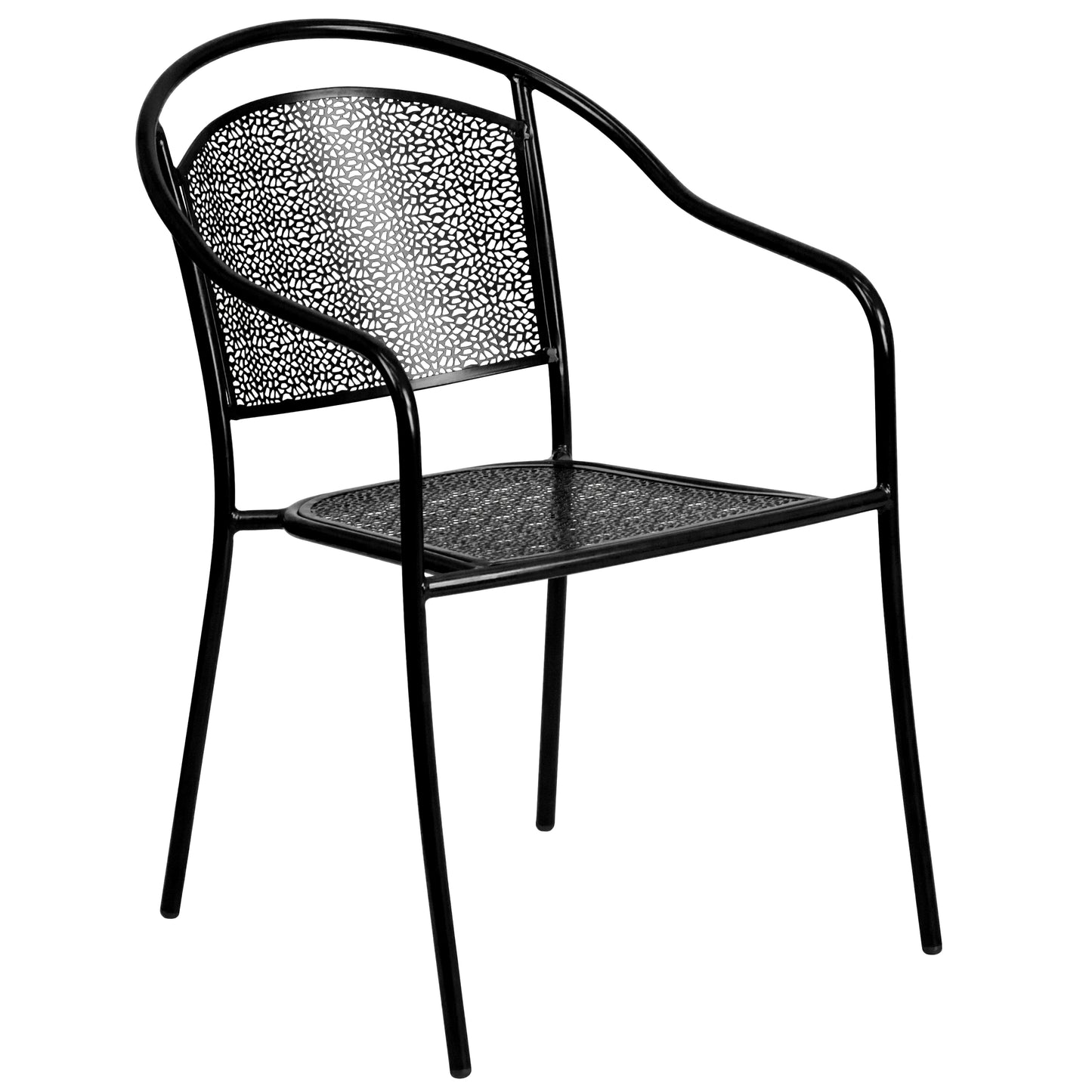 Commercial Grade Indoor-Outdoor Steel Patio Arm Chair with Round Back