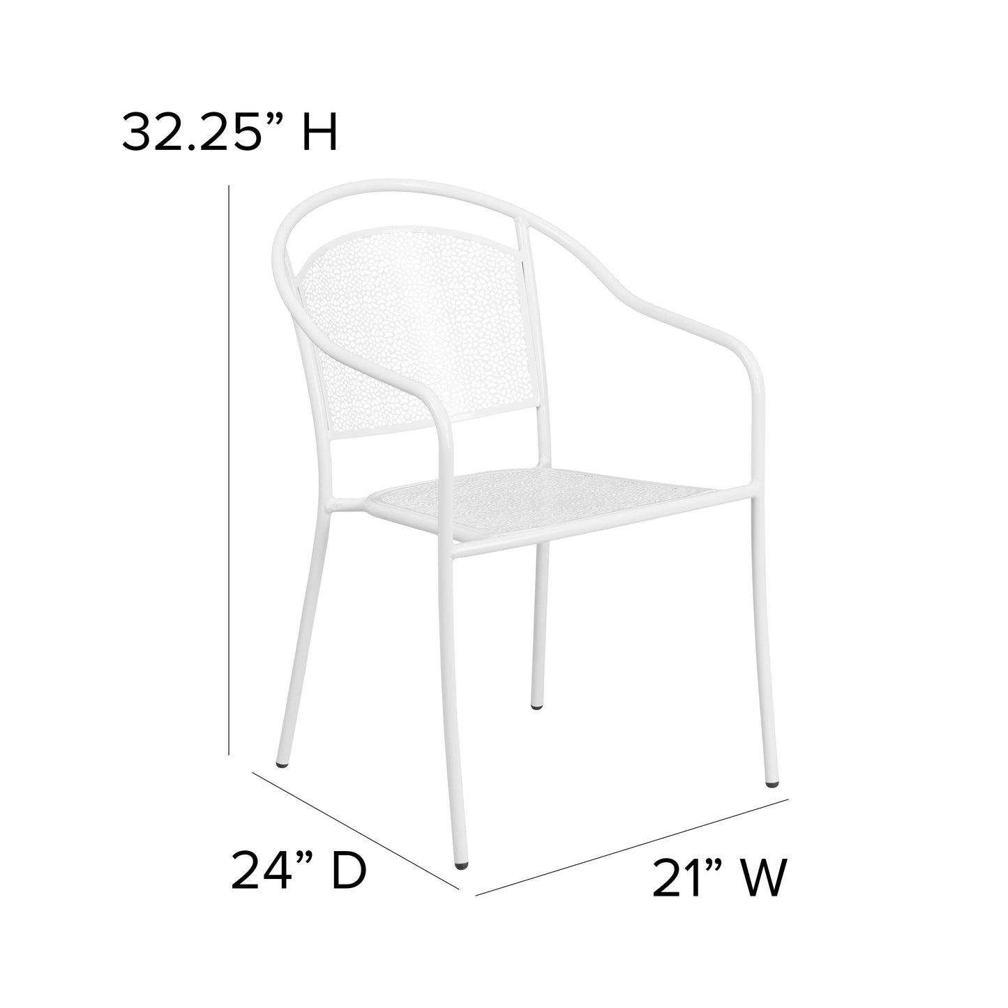 Commercial Grade Indoor-Outdoor Steel Patio Arm Chair with Round Back