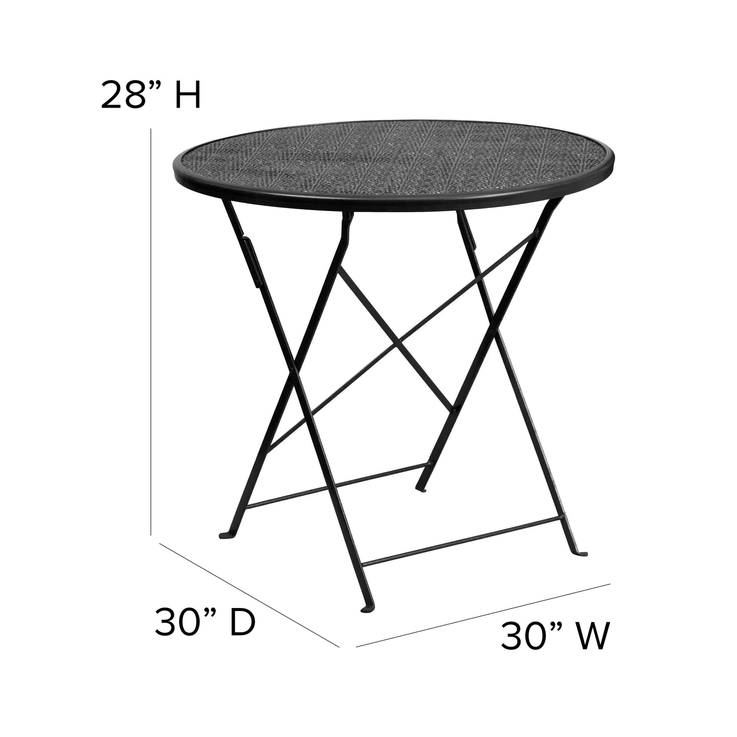 Commercial Grade 30" Round Indoor-Outdoor Steel Folding Patio Table