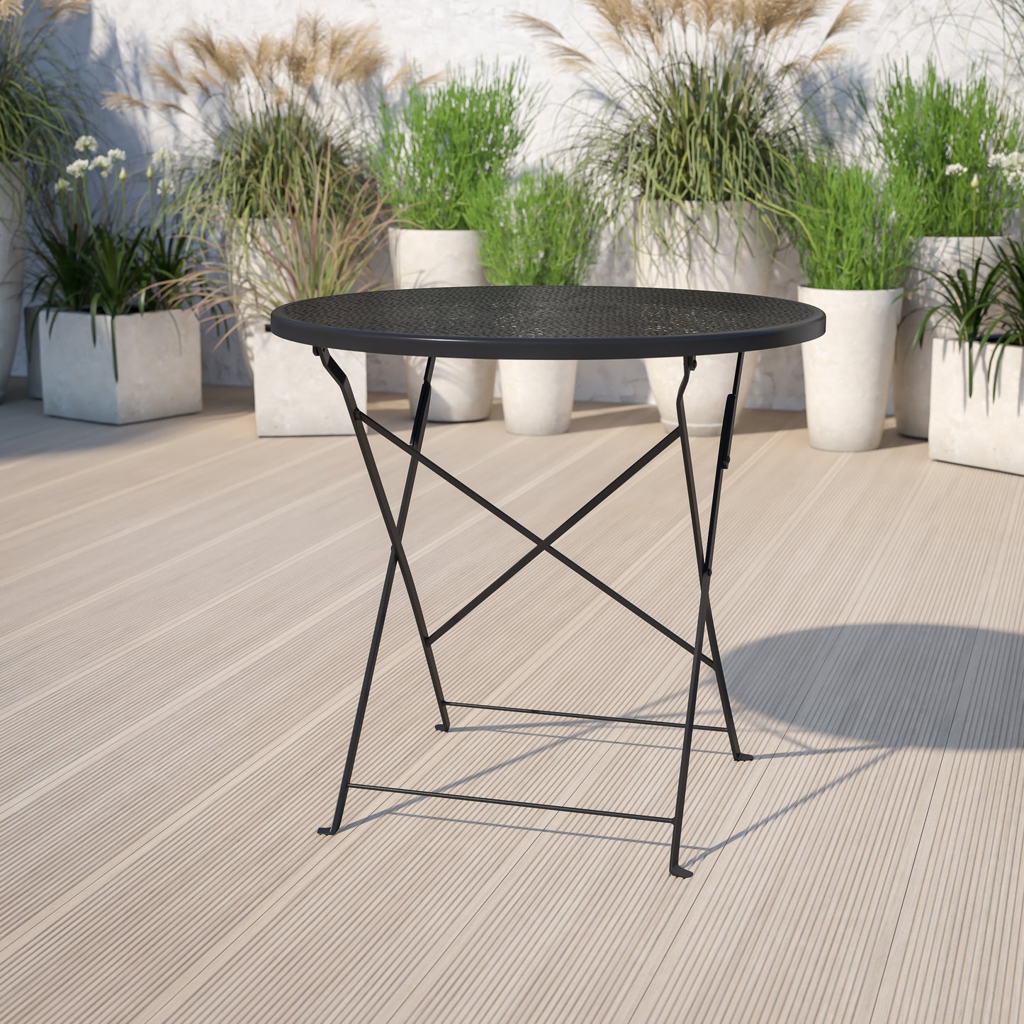 Commercial Grade 30" Round Indoor-Outdoor Steel Folding Patio Table