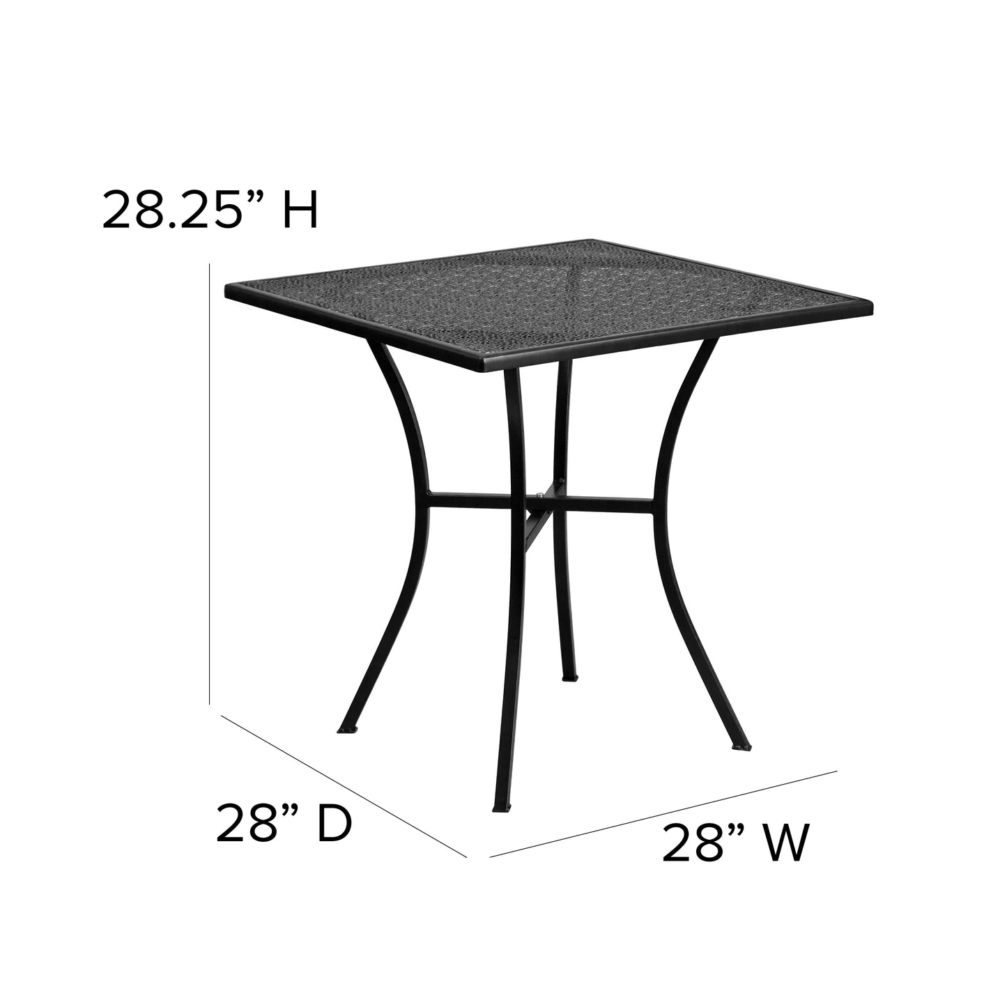 Commercial Grade 28" Square Indoor-Outdoor Steel Patio Table