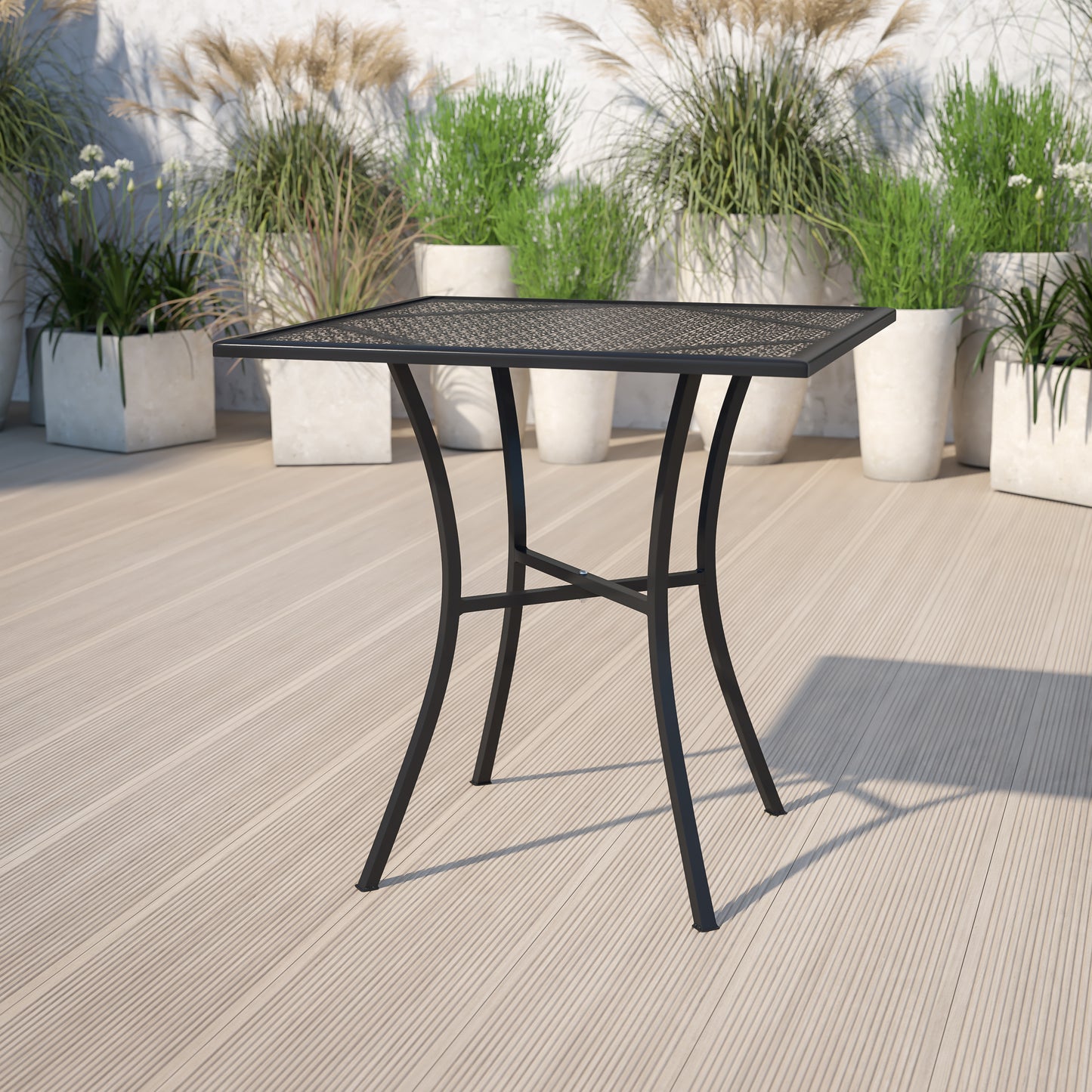 Commercial Grade 28" Square Indoor-Outdoor Steel Patio Table