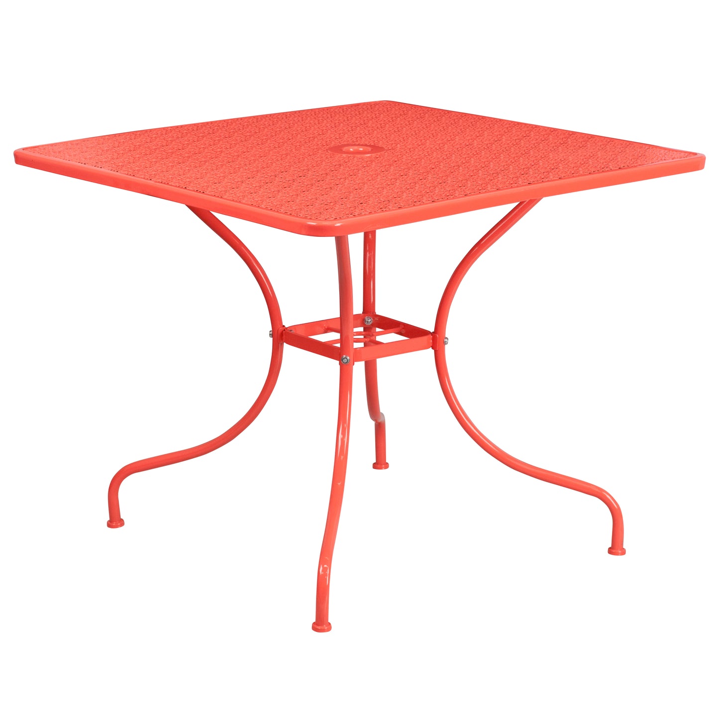 Commercial Grade 35.5" Square Indoor-Outdoor Steel Patio Table with Umbrella Hole