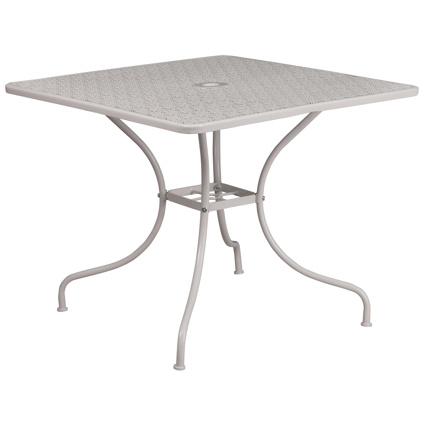 Commercial Grade 35.5" Square Indoor-Outdoor Steel Patio Table with Umbrella Hole