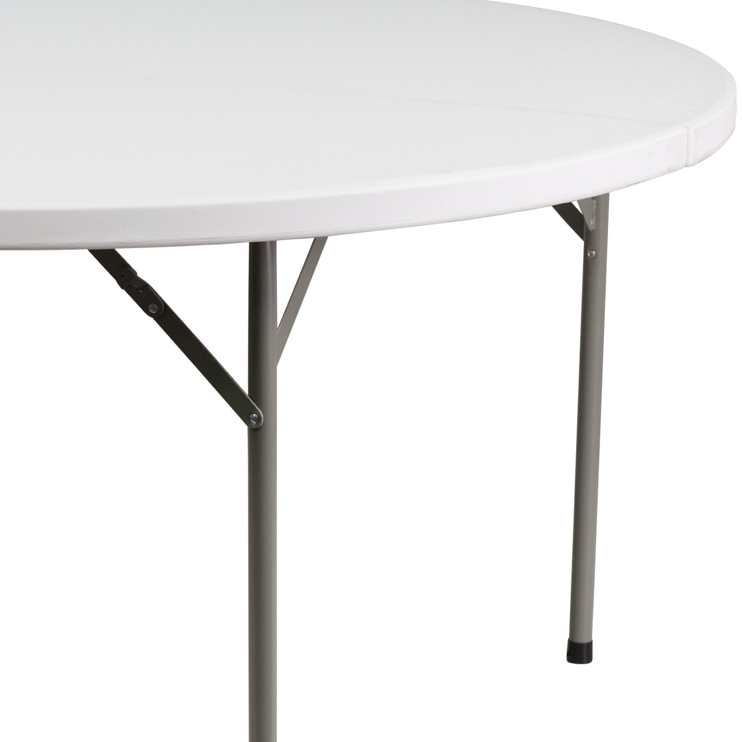 5-Foot Round Granite White Plastic Folding Table - Weight Capacity 550 lbs.