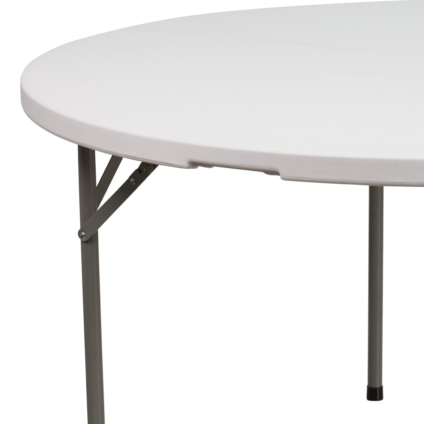 5-Foot Round Granite White Plastic Folding Table - Weight Capacity 550 lbs.