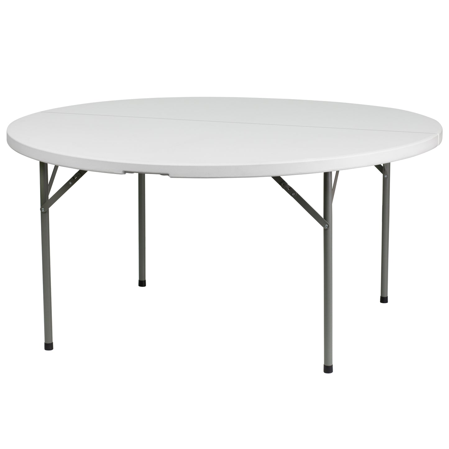 5-Foot Round Granite White Plastic Folding Table - Weight Capacity 660 lbs.