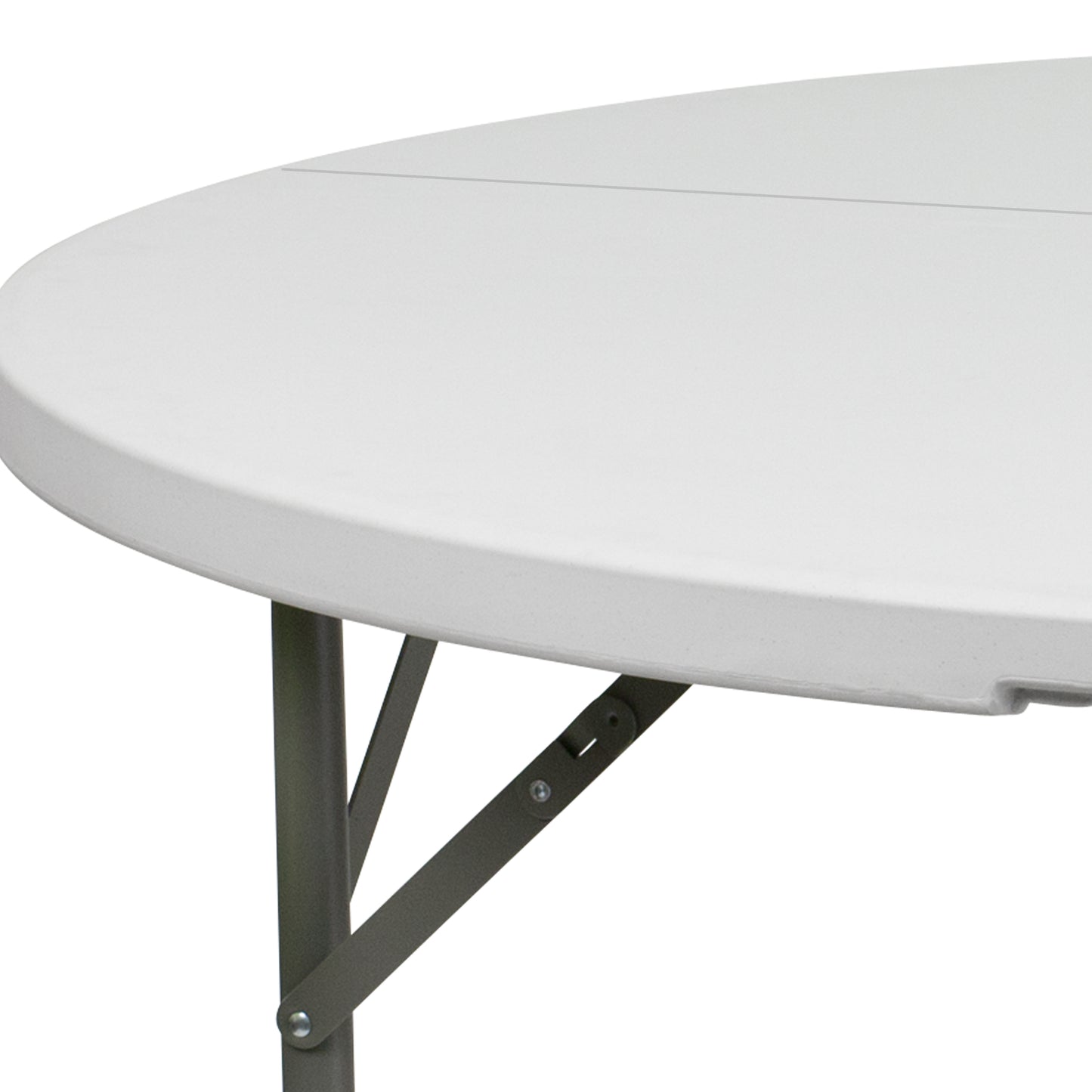 5-Foot Round Granite White Plastic Folding Table - Weight Capacity 660 lbs.