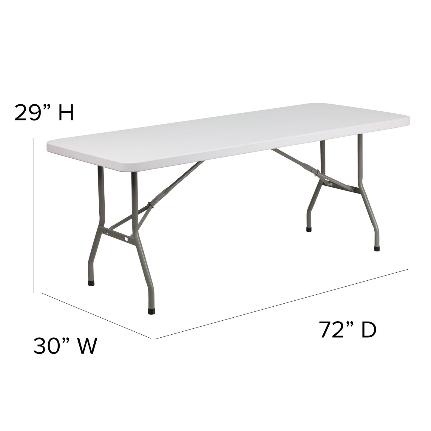 6-Foot Granite White Plastic Folding Table