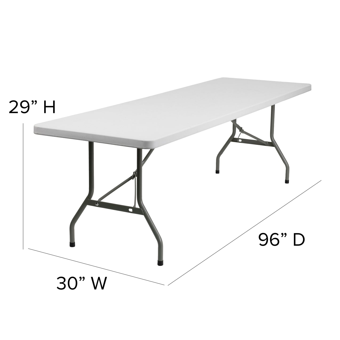 8-Foot Granite White Plastic Folding Table