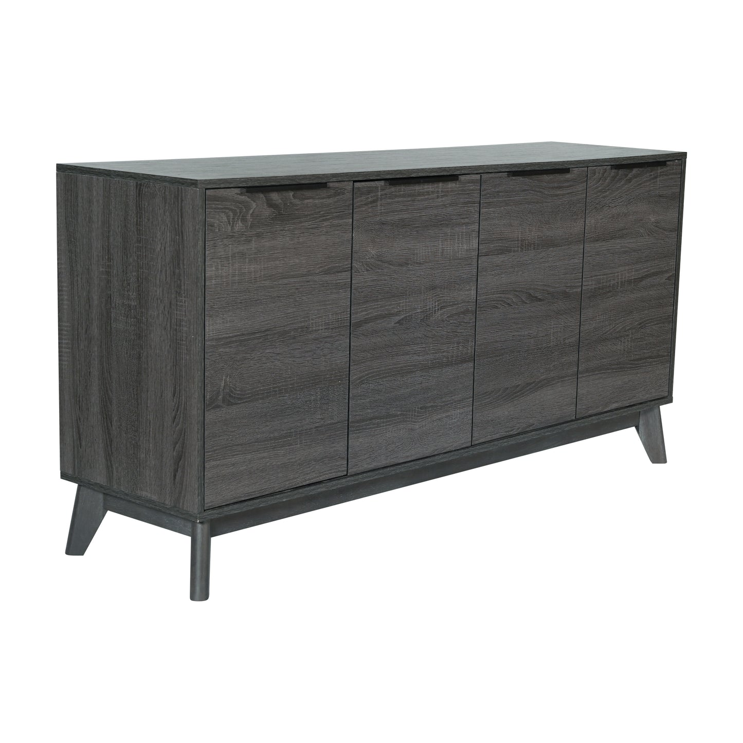 Mid-Century Modern Buffet Sideboard/TV Stand with 4 Soft-Close Doors, Adjustable Shelves, and Durable Engineered Wood Construction