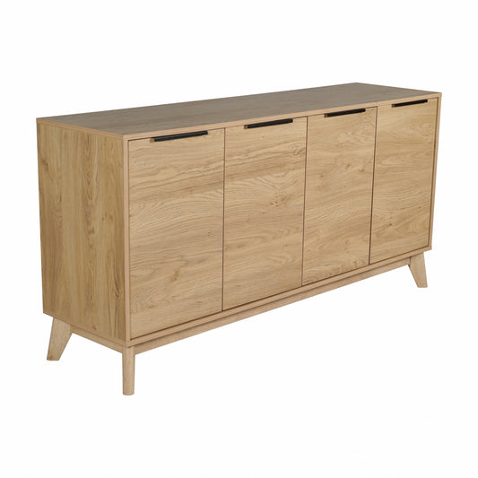 Mid-Century Modern Buffet Sideboard/TV Stand with 4 Soft-Close Doors, Adjustable Shelves, and Durable Engineered Wood Construction