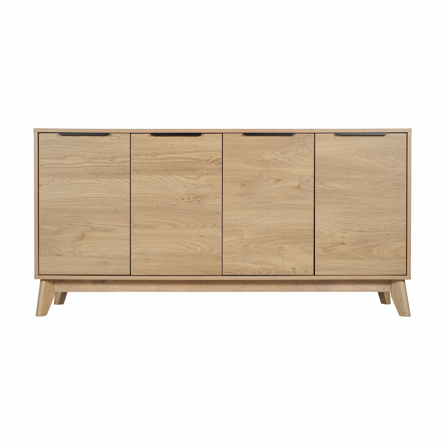 Mid-Century Modern Buffet Sideboard/TV Stand with 4 Soft-Close Doors, Adjustable Shelves, and Durable Engineered Wood Construction