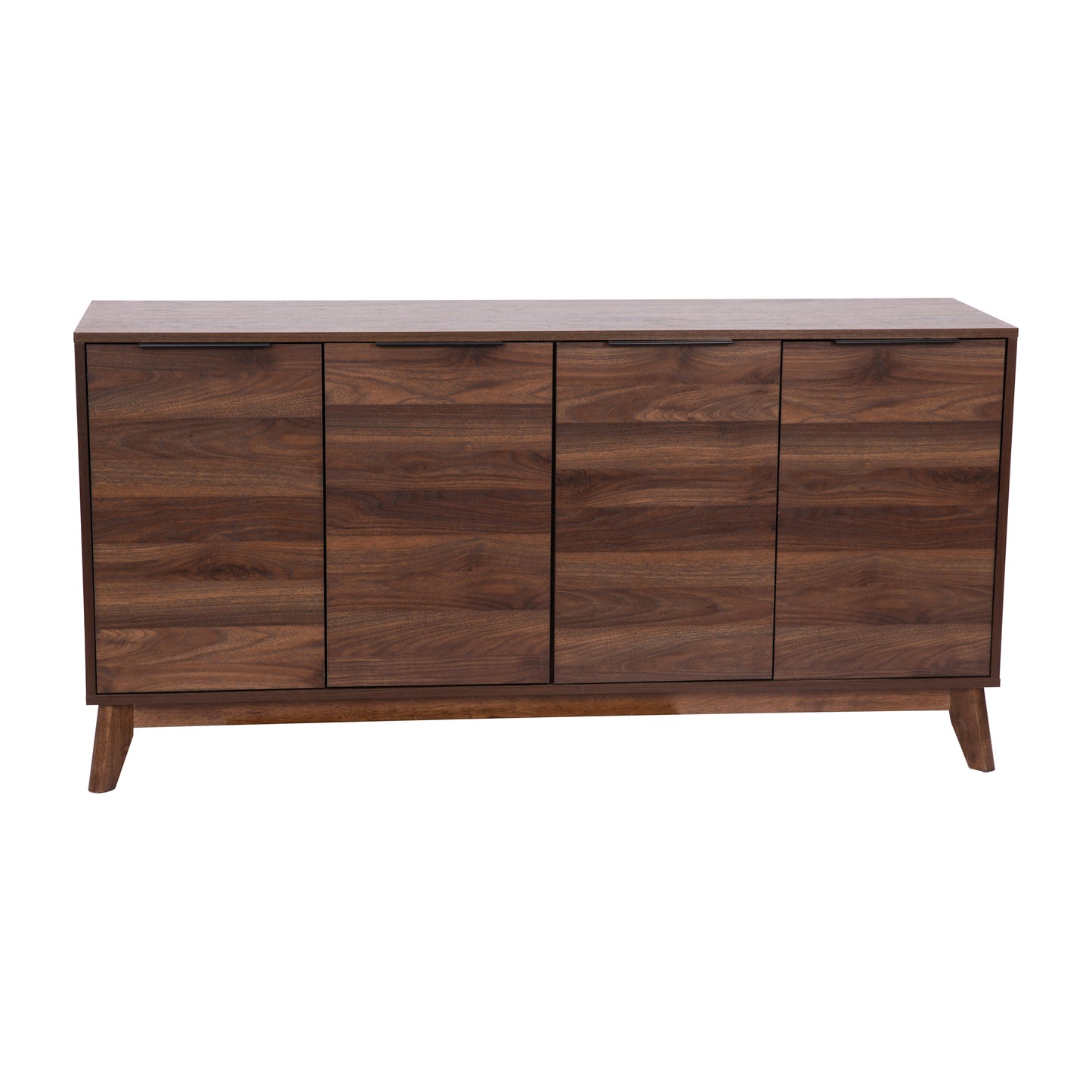 Mid-Century Modern Buffet Sideboard/TV Stand with 4 Soft-Close Doors, Adjustable Shelves, and Durable Engineered Wood Construction