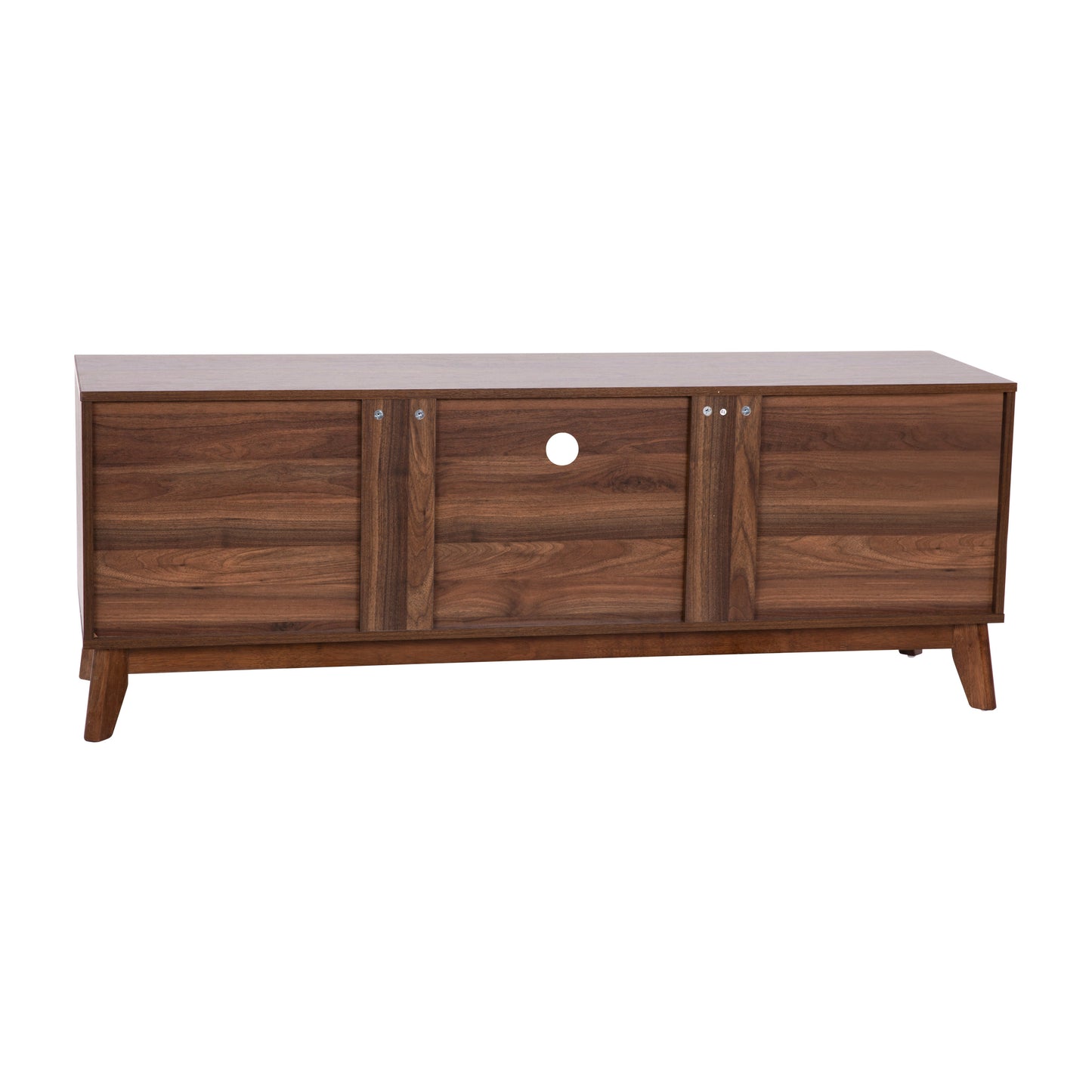 Mid-Century Modern Walnut TV Stand for up to 64" TVs – 60" Media Console with Adjustable Shelf and Soft-Close Doors