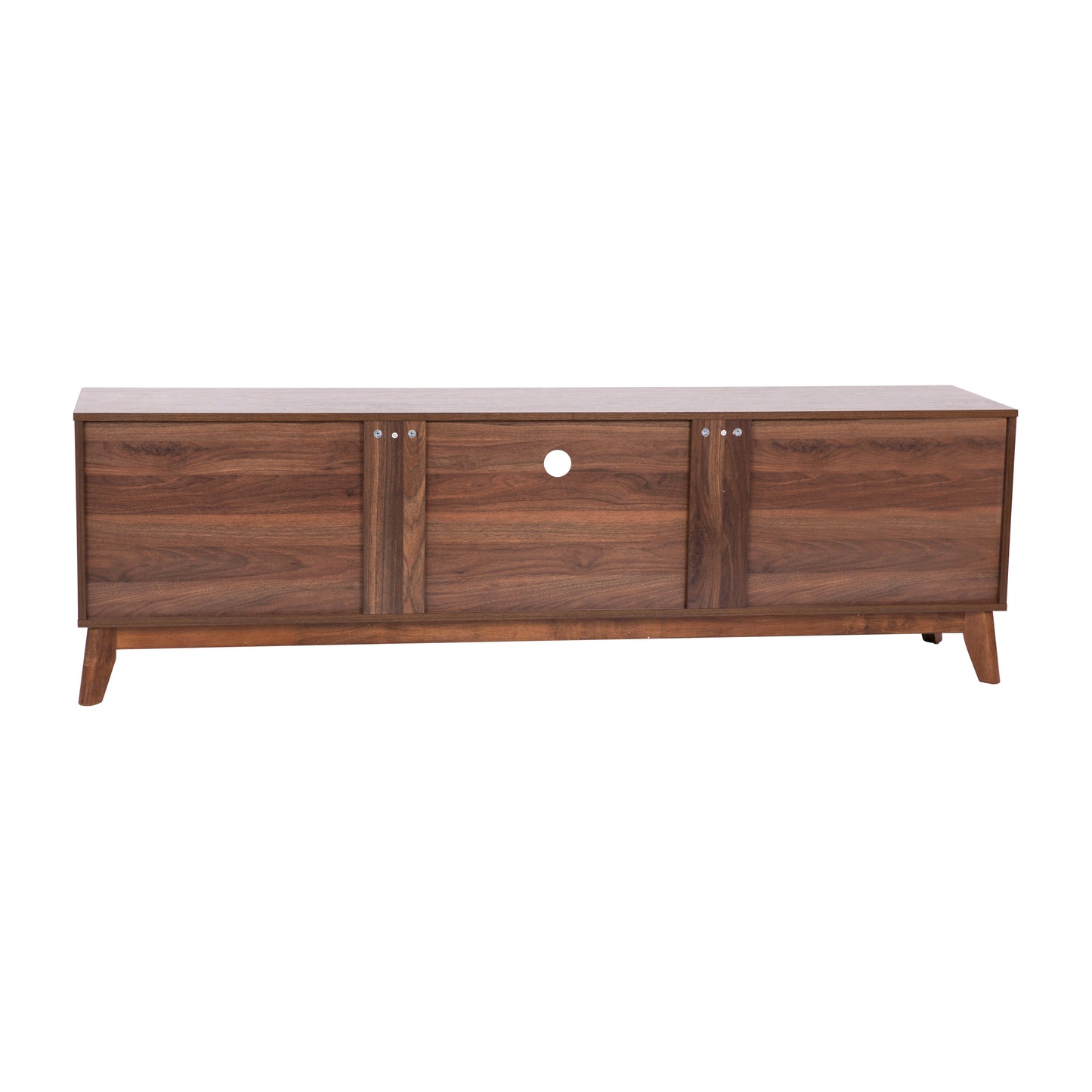 Mid-Century Modern Walnut TV Stand for up to 65+" TVs – 70" Media Console with Adjustable Shelf and Soft-Close Doors