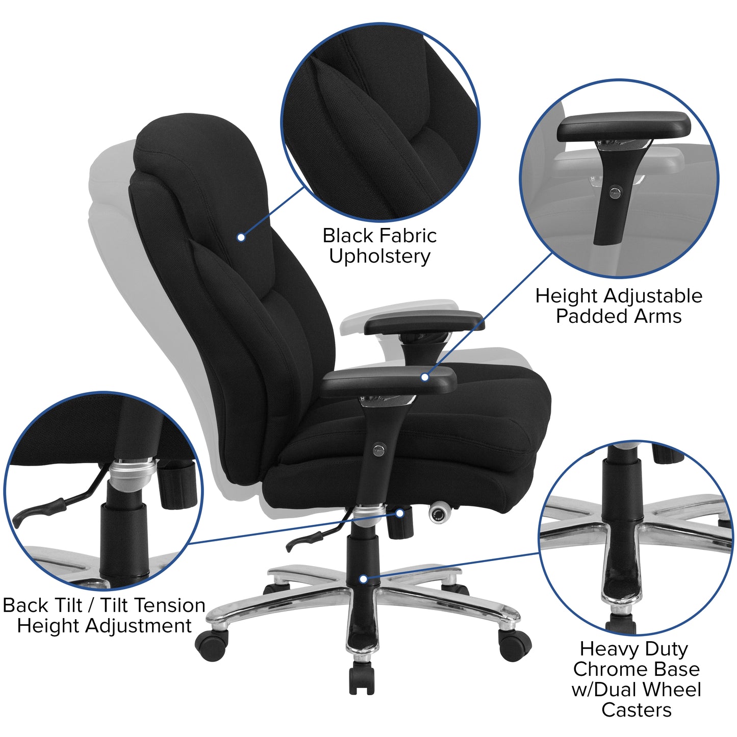 Intensive Use Big & Tall High Back Executive Ergonomic Office Chair - 400 lb Capacity