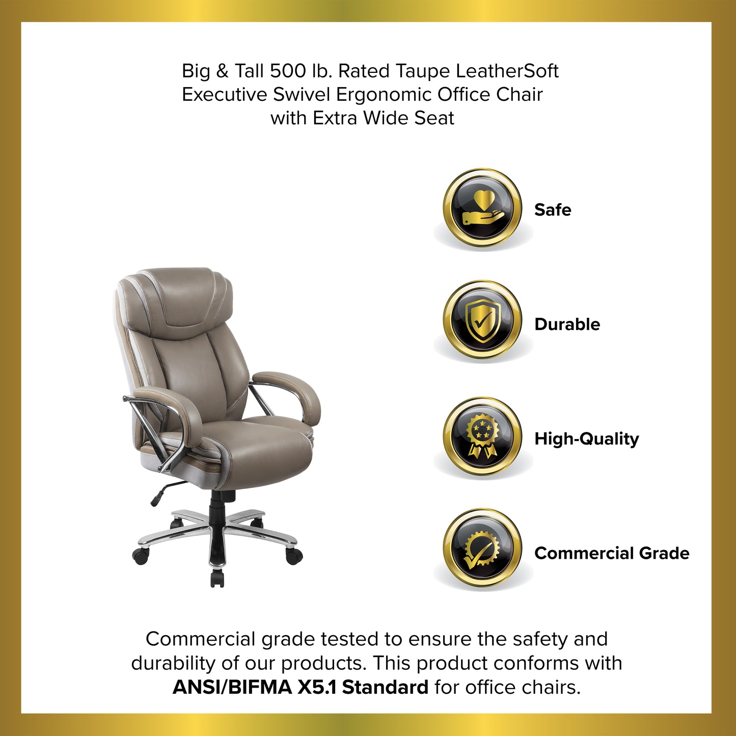 Premium Big & Tall Executive Ergonomic Office Chair - 500 lb Capacity