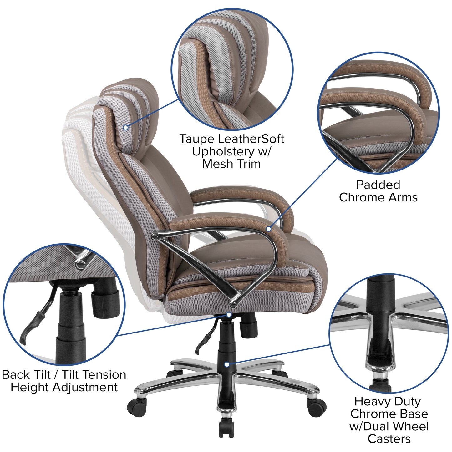 Premium Big & Tall Executive Ergonomic Office Chair - 500 lb Capacity