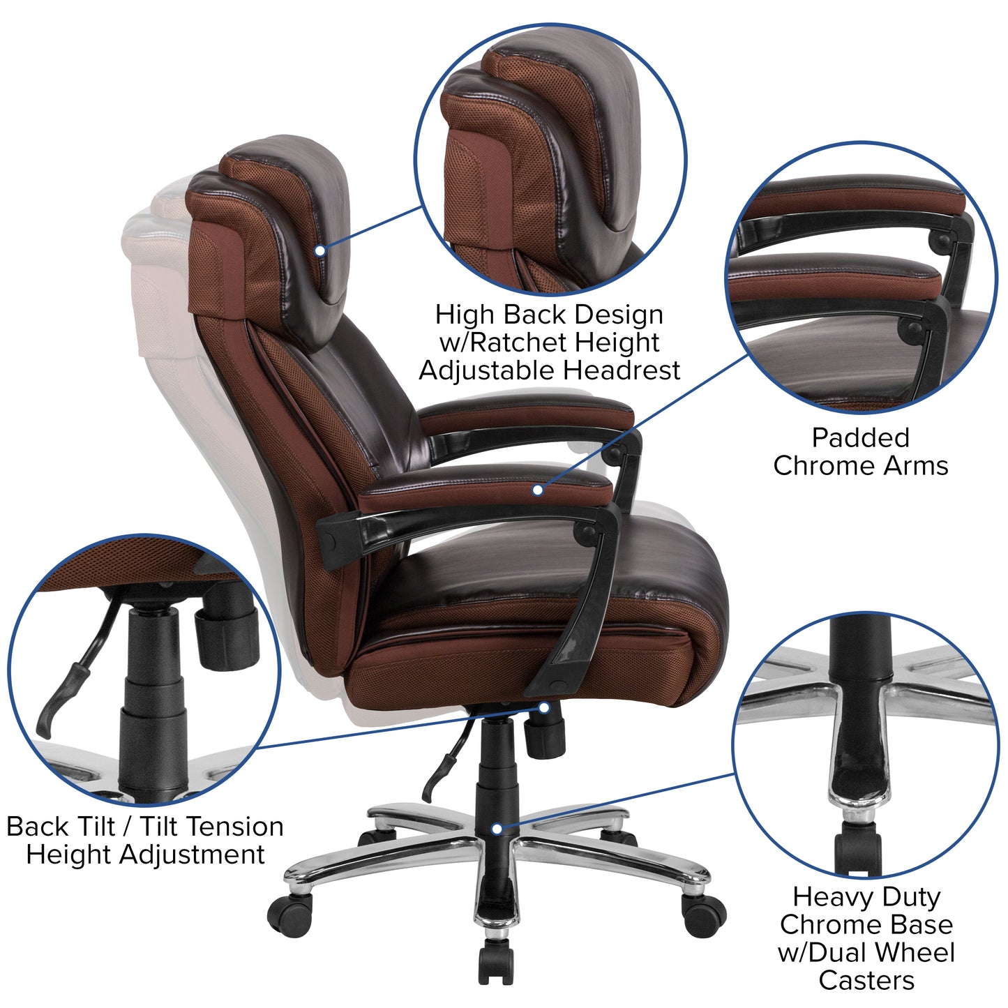 Contemporary Big & Tall High-Back Office Chair – 500 lb Capacity