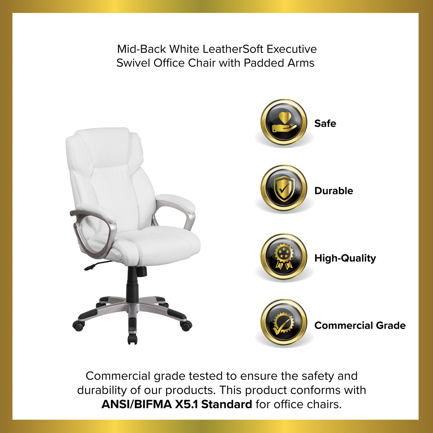 Contemporary Adjustable Executive Office Chair with Lumbar Support and Tilt Lock - 250 lb Capacity