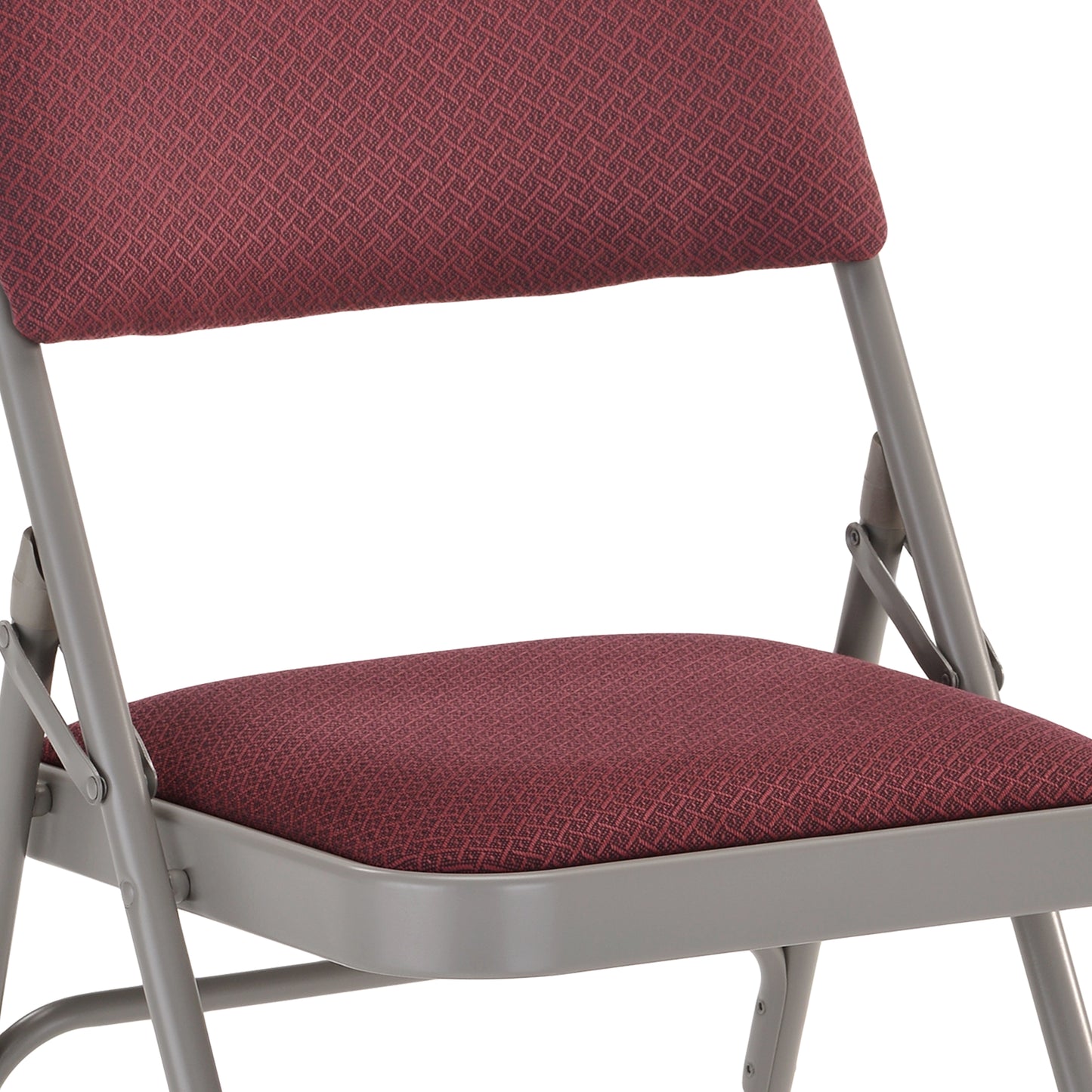 Triple Braced Burgundy Fabric Metal Folding Chair with Easy-Carry Handle