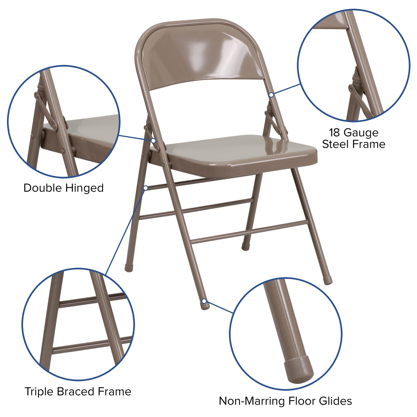 riple Braced & Double Hinged Metal Folding Chair